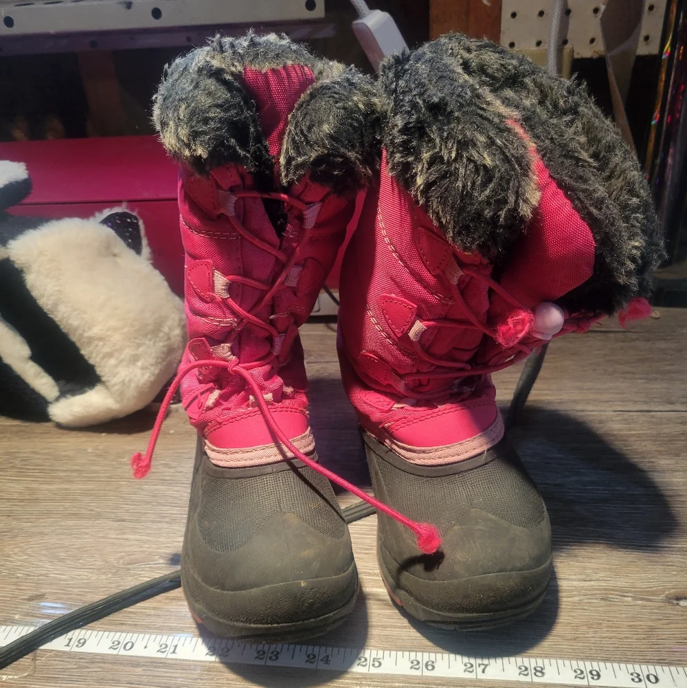 Kamik Youth Kids Pink Snow‎ Boots Faux Fur Trim Size 1
